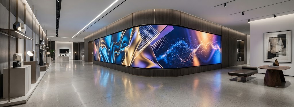 Modern LED display in a commercial showroom