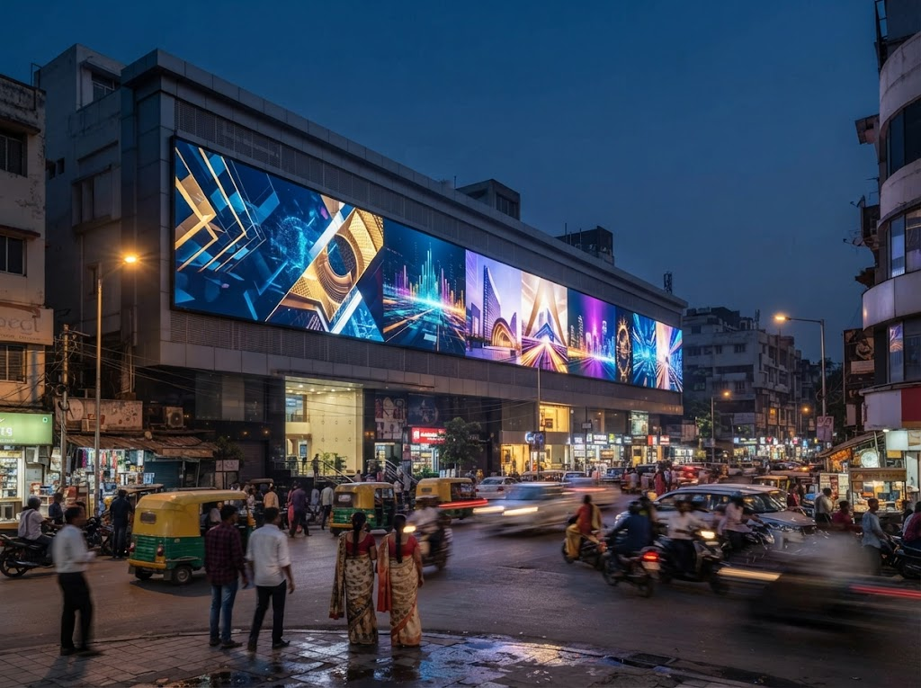 LED video wall installation with modern